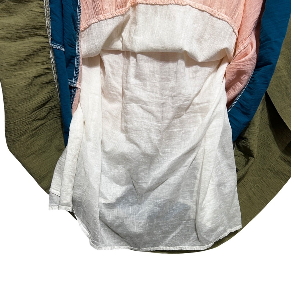 Old Navy Women Boho Cottage Maxi Dress L Ivory Colorblock Tiered Resort Festival - Picture 8 of 11